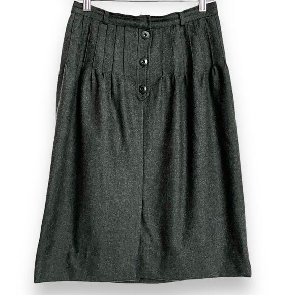 Vintage Valentino Gray Pleated Front Wool Pencil Skirt Women's Size 8 - Picture 1 of 7